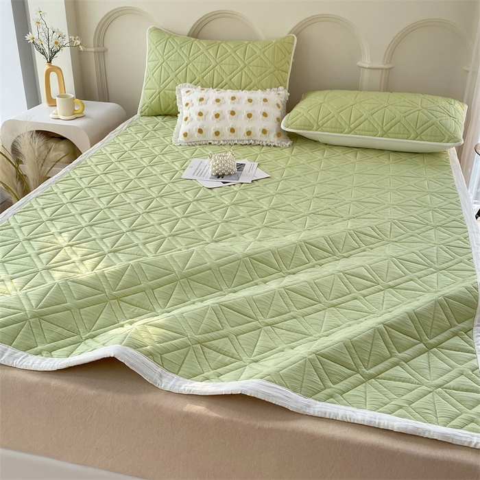 91家纺网 家纺一手货源 找家纺 鑫钰 2024新款A类水洗棉大豆夹棉床护垫 芊语-抹茶绿