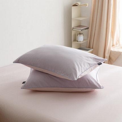 卡姿家纺 2024春夏纯色双拼嵌绳款单枕套—莫琳 莫琳 枕套紫微