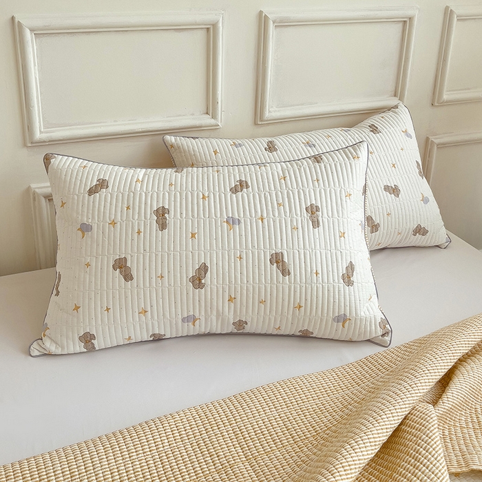 91家纺网 家纺一手货源 找家纺 沐纯家居 2024新款40S13372双面纯棉床盖三件套 月亮兔