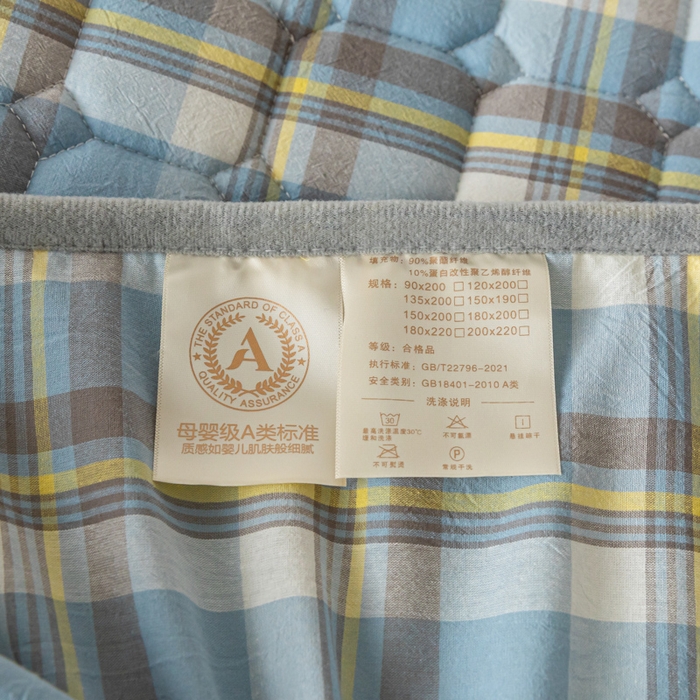 91家纺网 家纺一手货源 找家纺 （总）鑫钰 2024新款无印风水洗棉水洗亲肤大豆夹棉床笠-简格