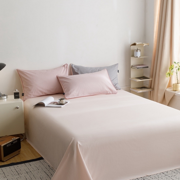 91家纺网 家纺一手货源 找家纺 卡姿家纺 2024春夏纯色双拼嵌绳款单床单—莫琳 莫琳 床单冰粉