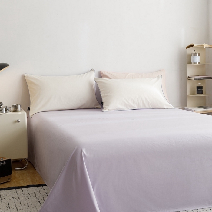 91家纺网 家纺一手货源 找家纺 卡姿家纺 2024春夏纯色双拼嵌绳款单床单—莫琳 莫琳 床单丁香紫