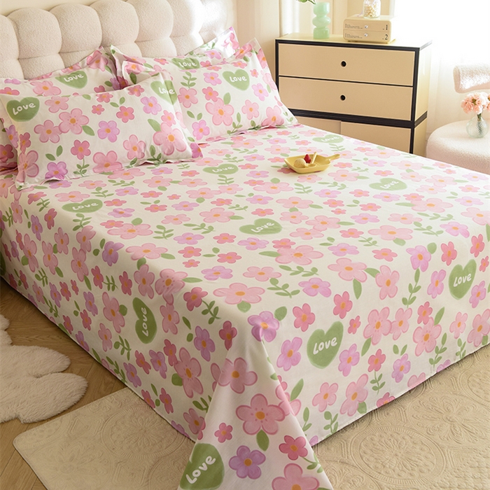 91家纺网 家纺一手货源 找家纺 八十八家纺2025新款全棉12868系列四件套单品床单 花夏未央