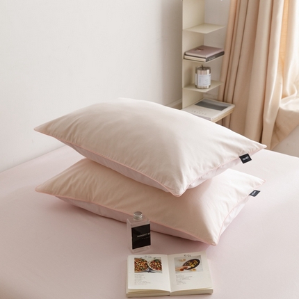卡姿家纺 2024春夏纯色双拼嵌绳款单枕套—莫琳 莫琳 枕套粉紫