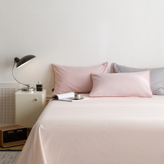 91家纺网 家纺一手货源 找家纺 卡姿家纺 2024春夏纯色双拼嵌绳款单床单—莫琳 莫琳 床单冰粉