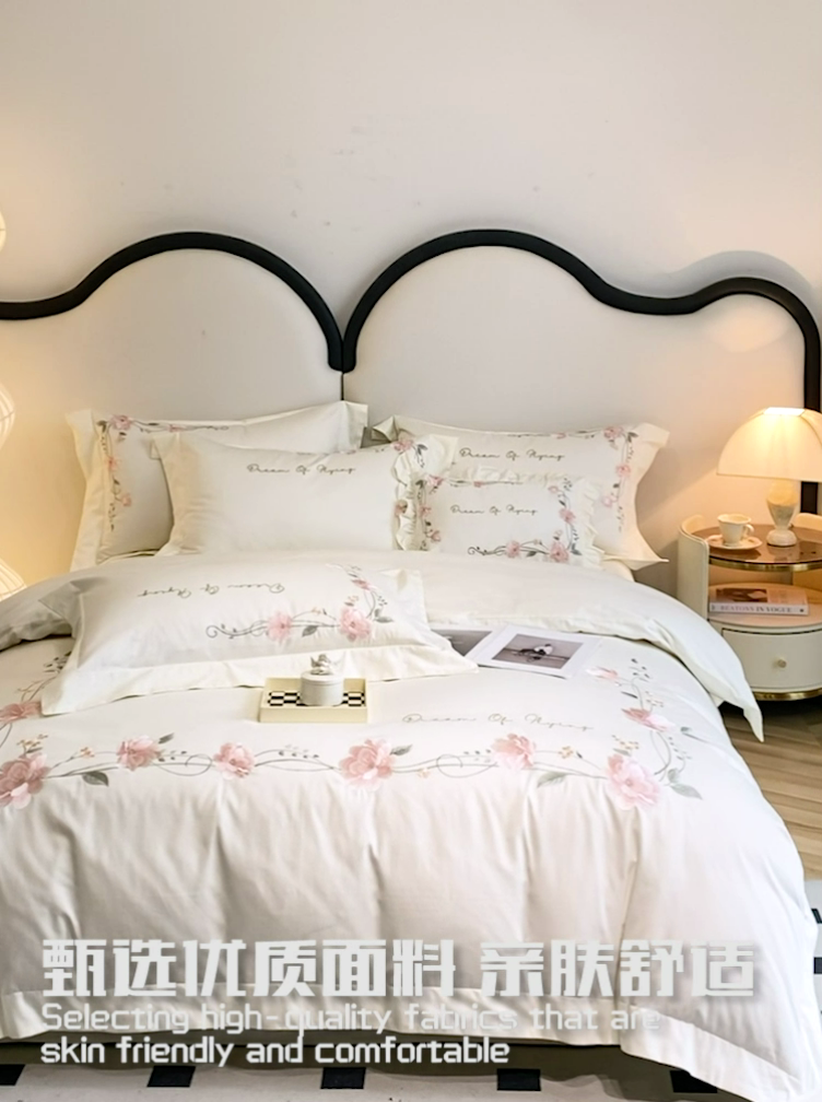 91家纺网 家纺一手货源 找家纺 （总）蓝米卡夫 2024新品-全棉公主风刺绣宽边少女心系列