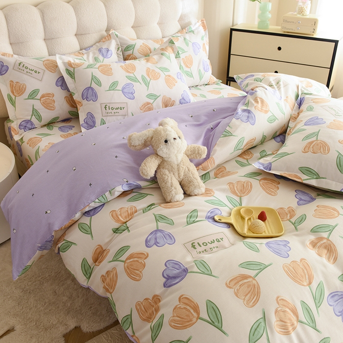 91家纺网 家纺一手货源 找家纺 八十八家纺 2025新款全棉12868床笠款四件套 雅晴