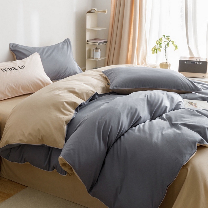 91家纺网 家纺一手货源 找家纺 卡姿家纺 2024春夏纯色双拼嵌绳款单被套—莫琳 莫琳 被套蓝棕