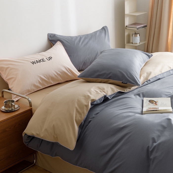 91家纺网 家纺一手货源 找家纺 卡姿家纺 2024春夏纯色双拼嵌绳款单被套—莫琳 莫琳 被套蓝棕