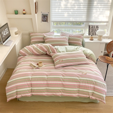 蓝米卡夫 2024新品-全棉色织水洗棉七彩系列 七彩-粉芋