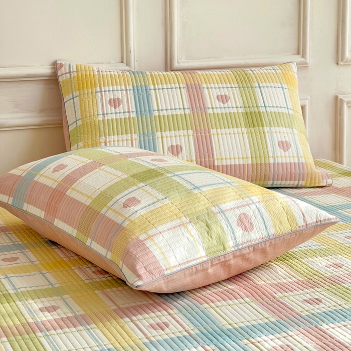 91家纺网 家纺一手货源 找家纺 沐纯家居 2024新款40S13372双面纯棉床盖三件套 心韵