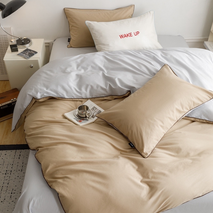 91家纺网 家纺一手货源 找家纺 卡姿家纺 2024春夏纯色双拼嵌绳款单被套—莫琳 莫琳 被套棕灰