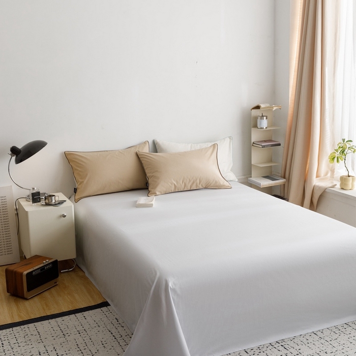 91家纺网 家纺一手货源 找家纺 卡姿家纺 2024春夏纯色双拼嵌绳款单床单—莫琳 莫琳 床单梧桐灰