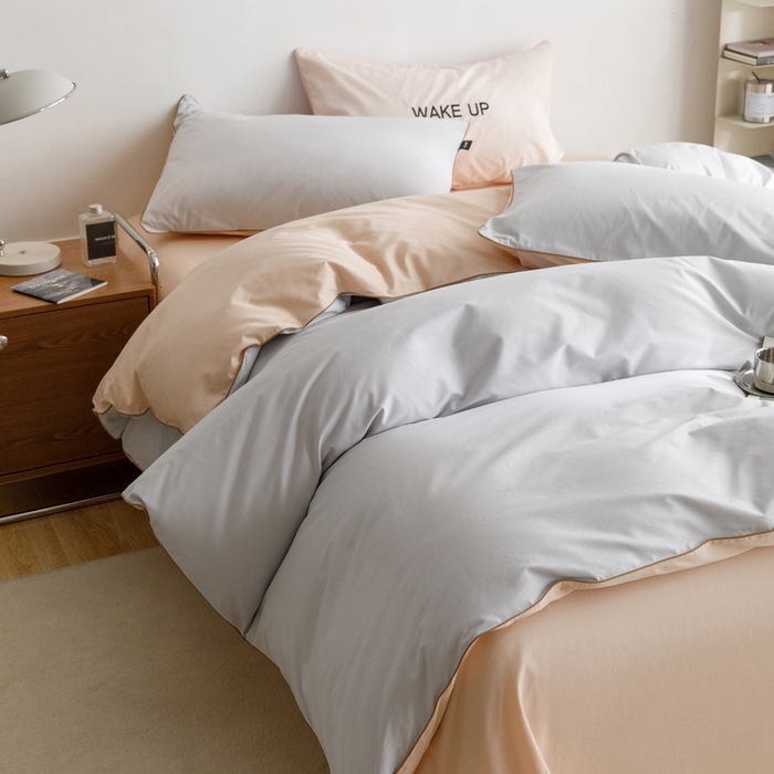 91家纺网 家纺一手货源 找家纺 卡姿家纺 2024春夏纯色双拼嵌绳款四件套—莫琳 莫琳灰杏