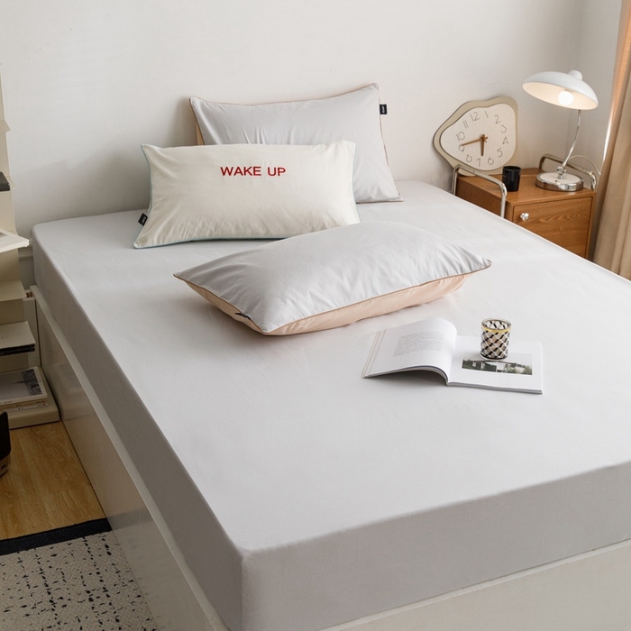 91家纺网 家纺一手货源 找家纺 卡姿家纺 2024春夏纯色双拼嵌绳款单床笠—莫琳 莫琳 床笠梧桐灰