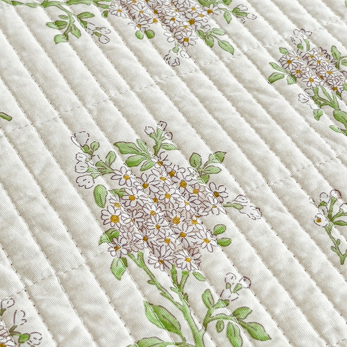 91家纺网 家纺一手货源 找家纺 沐纯家居 2024新款40S13372双面纯棉床盖三件套 铃兰花