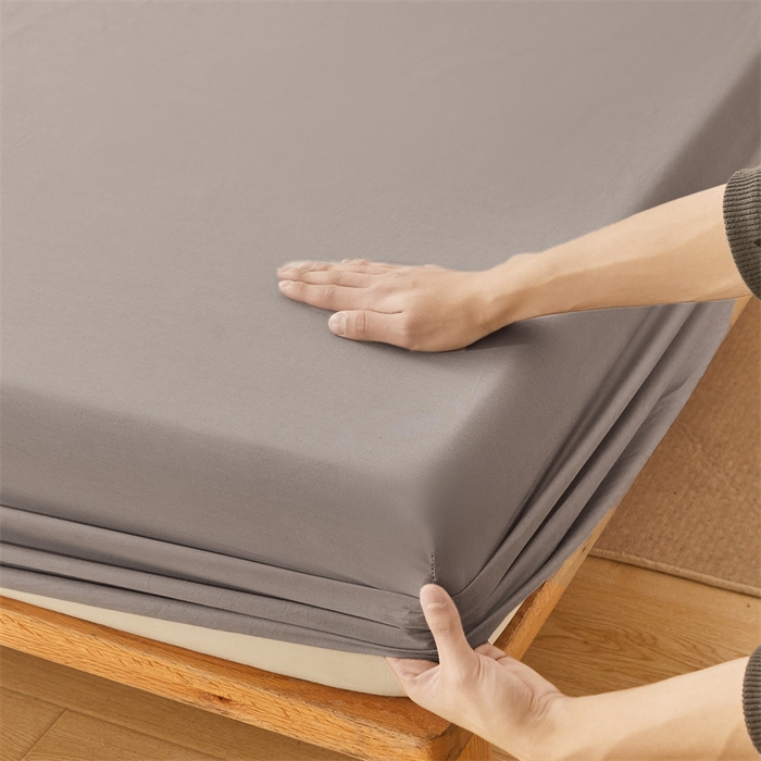 91家纺网 家纺一手货源 找家纺 雯豆家纺 2024新款全棉纯棉小清新印花床笠单层床垫保护套 全棉单层床笠-经典灰