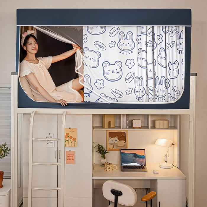 91家纺网 家纺一手货源 找家纺 青竹苑 2024新款涂银强遮光学生蚊帐上下铺坐床蚊帐 笨笨熊