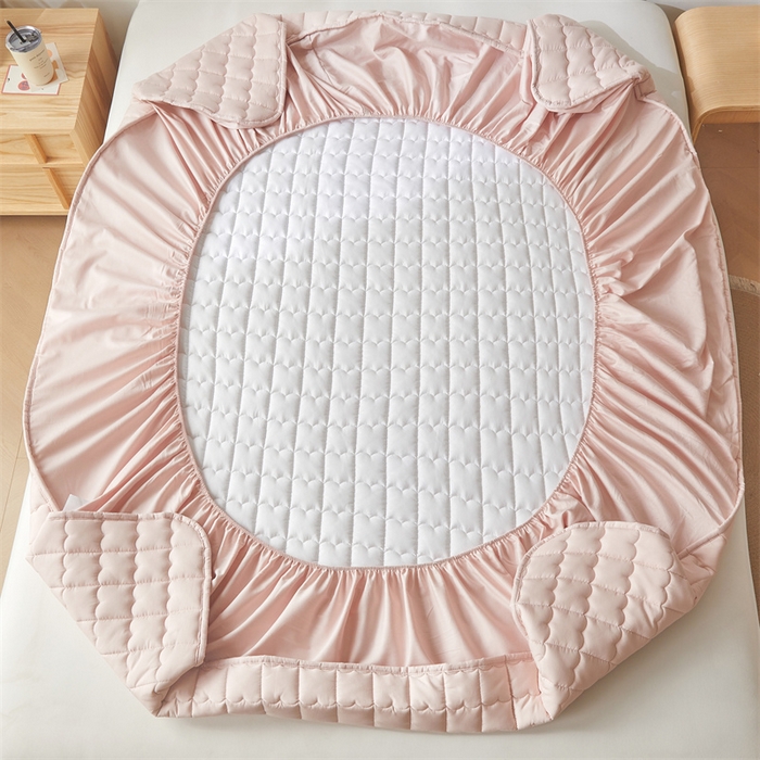 91家纺网 家纺一手货源 找家纺 （总）雯豆家纺 2024新款A类全棉夹棉床笠三件套纯色纯棉床笠