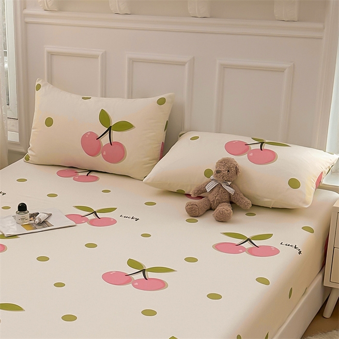 91家纺网 家纺一手货源 找家纺 雯豆 2024新款全棉纯棉枕套一对装 全棉单层枕套-波点樱桃