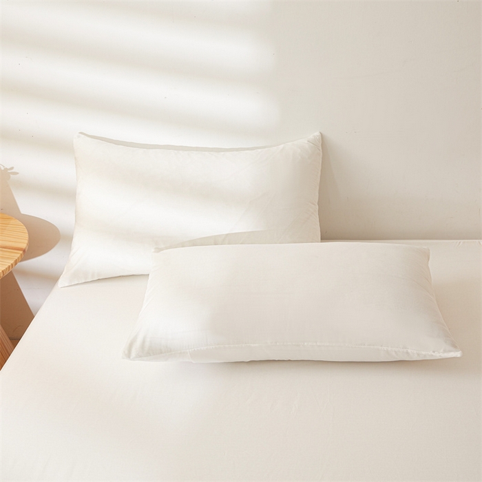 91家纺网 家纺一手货源 找家纺 雯豆 2024春夏新款纯色素色全棉床笠三件套纯棉床罩保护套 全棉单层床笠-象牙白