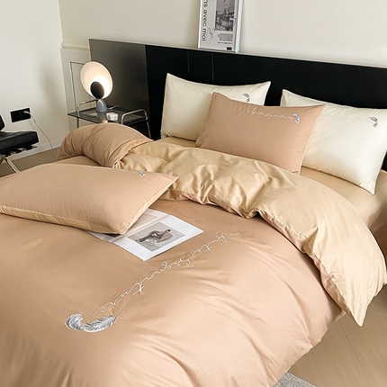  澳梵家居 2024新款【知羽】系列60s刺绣全棉四件套 知羽-奇遇金