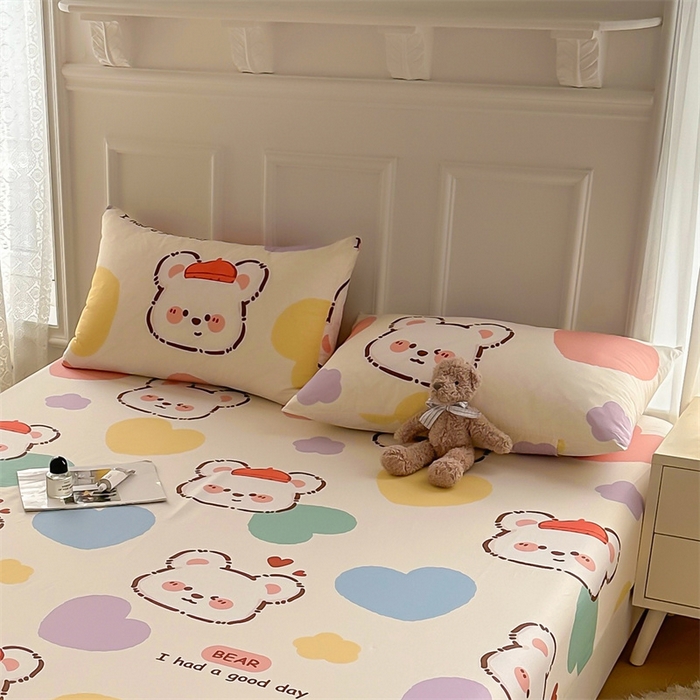 91家纺网 家纺一手货源 找家纺 雯豆 2024新款全棉纯棉枕套一对装 全棉单层枕套-库洛熊