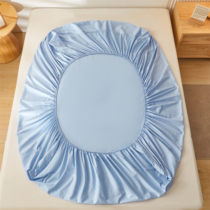 91家纺网 家纺一手货源 找家纺 雯豆家纺 2024新款全棉纯棉小清新印花床笠单层床垫保护套 全棉单层床笠-云川蓝