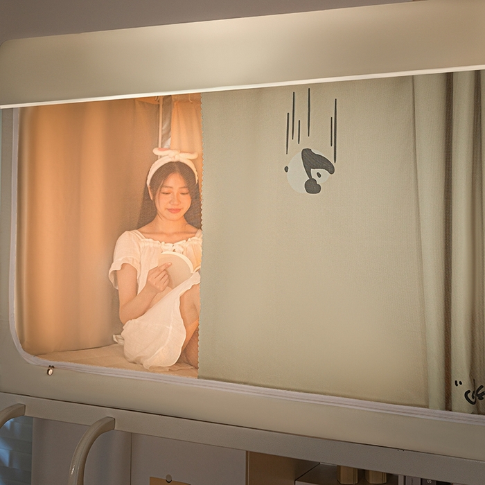 91家纺网 家纺一手货源 找家纺 青竹苑 2024新款涂银强遮光学生蚊帐上下铺坐床蚊帐 呆萌熊