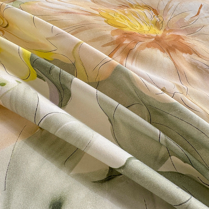 91家纺网 家纺一手货源 找家纺  元元被芯 2024新款全棉长绒棉数码印花四件套全棉四件套纯棉四件套 花的旅途-桔