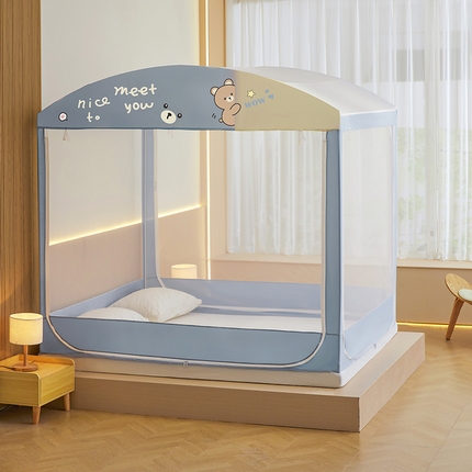 91家纺网 家纺一手货源 找家纺 （总）海虹蚊帐2025新款2405款一体防尘顶加密帐纱床笠防摔加高坐床拱形蚊帐