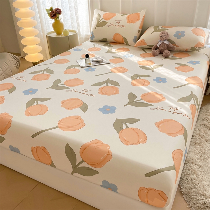 91家纺网 家纺一手货源 找家纺 雯豆家纺 2024新款全棉纯棉小清新印花床笠单层床垫保护套 全棉单层床笠-尤拉朵