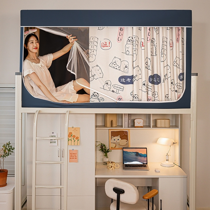 91家纺网 家纺一手货源 找家纺 青竹苑 2024新款涂银强遮光学生蚊帐上下铺坐床蚊帐 逢考必过