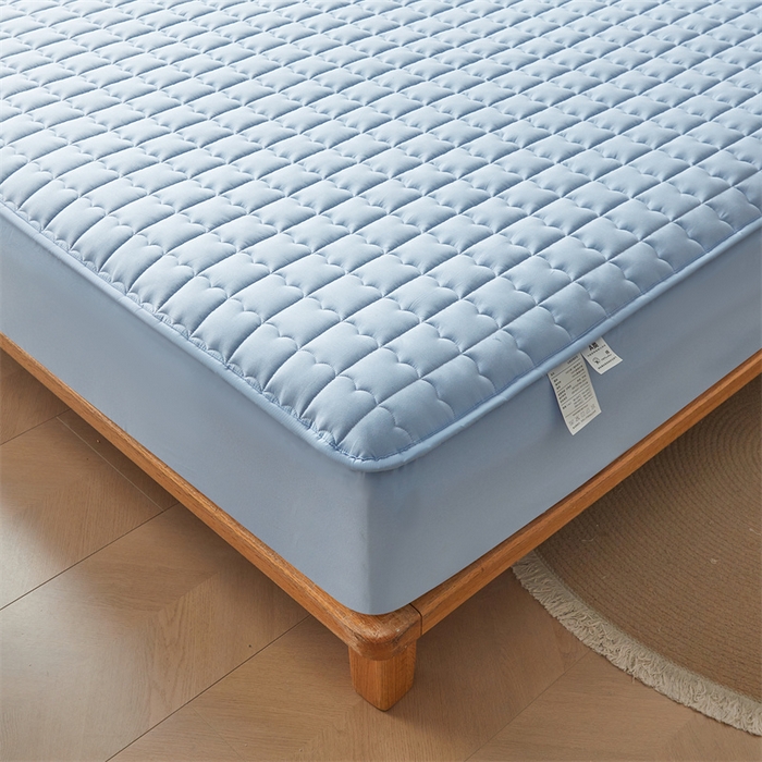 91家纺网 家纺一手货源 找家纺 雯豆家纺 2024新款A类全棉纯棉夹棉床笠三件套印花床笠 全棉夹棉床笠-云川蓝