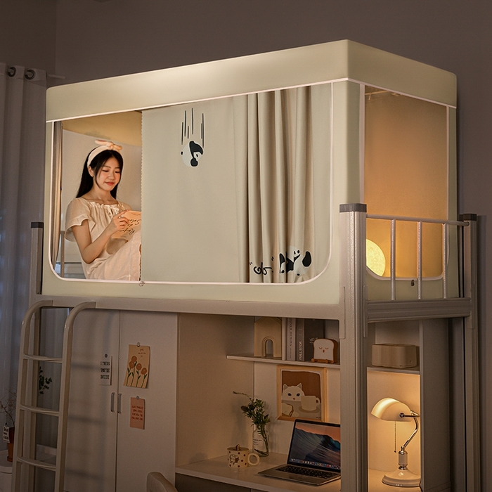 91家纺网 家纺一手货源 找家纺 青竹苑 2024新款涂银强遮光学生蚊帐上下铺坐床蚊帐 呆萌熊