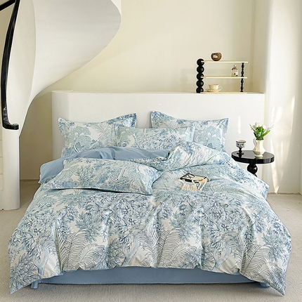  元元被芯 2024新款全棉长绒棉数码印花四件套全棉四件套纯棉四件套 浅夏木语-兰