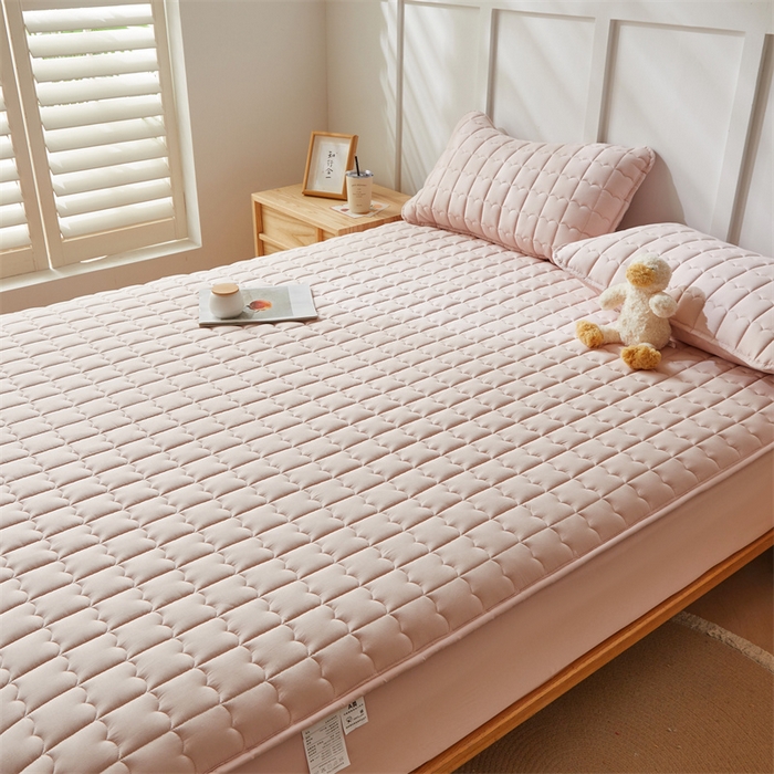 91家纺网 家纺一手货源 找家纺 （总）雯豆家纺 2024新款A类全棉夹棉床笠三件套纯色纯棉床笠