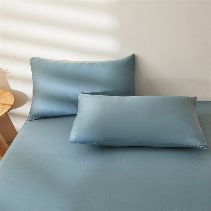 91家纺网 家纺一手货源 找家纺 雯豆 2024春夏新款纯色素色全棉床笠三件套纯棉床罩保护套 全棉单层床笠-午夜蓝