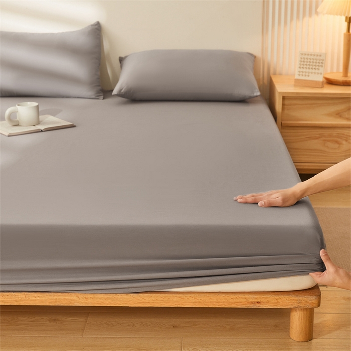 91家纺网 家纺一手货源 找家纺 雯豆家纺 2024新款全棉纯棉小清新印花床笠单层床垫保护套 全棉单层床笠-经典灰