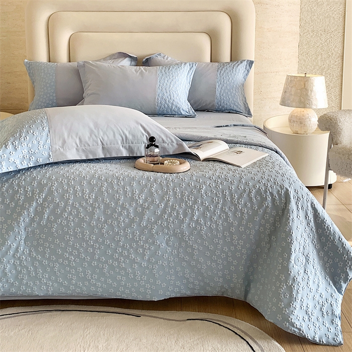 91家纺网 家纺一手货源 找家纺 换种生活 2024新款全棉活性印染刺绣四件套-法式小清新系列 海之兰