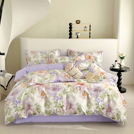 91家纺网 家纺一手货源 找家纺 （总） 元元被芯 2024新款全棉长绒棉数码印花四件套全棉四件套纯棉四件套