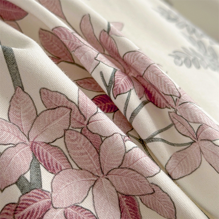 91家纺网 家纺一手货源 找家纺  元元被芯 2024新款全棉长绒棉数码印花四件套全棉四件套纯棉四件套 画意枝头-粉