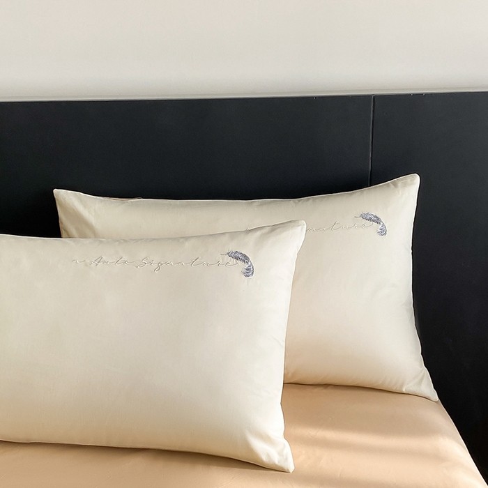 91家纺网 家纺一手货源 找家纺  澳梵家居 2024新款【知羽】系列60s刺绣全棉四件套 知羽-奶昔白