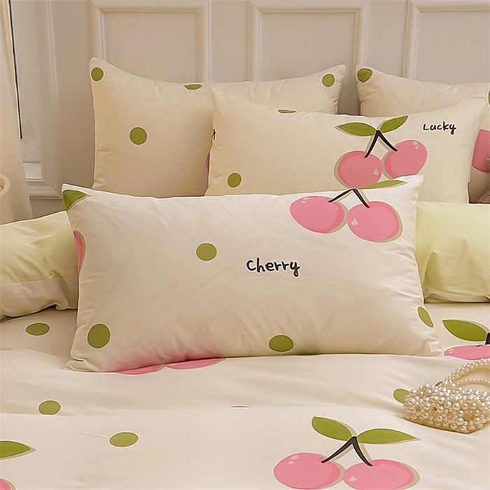 91家纺网 家纺一手货源 找家纺 雯豆 2024新款全棉纯棉枕套一对装 全棉单层枕套-波点樱桃