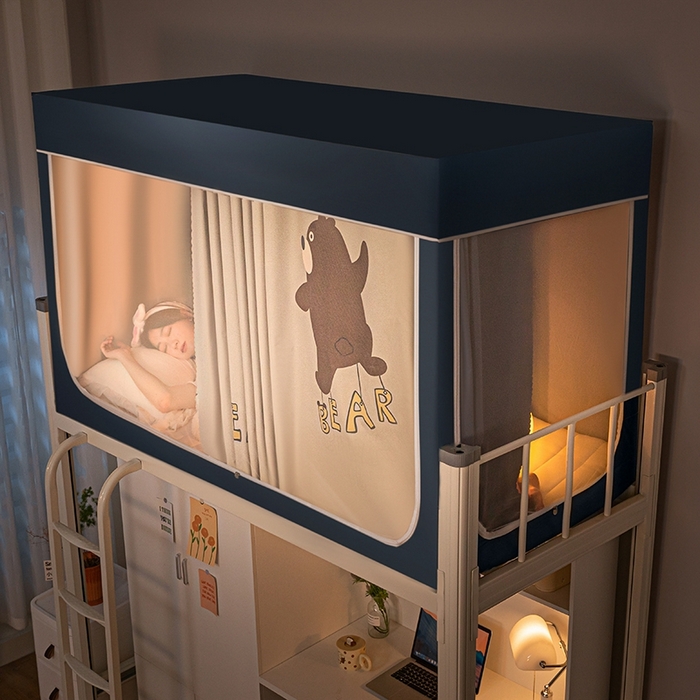 91家纺网 家纺一手货源 找家纺 青竹苑 2024新款涂银强遮光学生蚊帐上下铺坐床蚊帐 哈尼熊