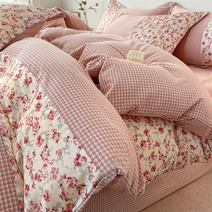 91家纺网 家纺一手货源 找家纺 换种生活 2024新款全棉活性印染四件套-美式田园风系列 瑟拉芬妮