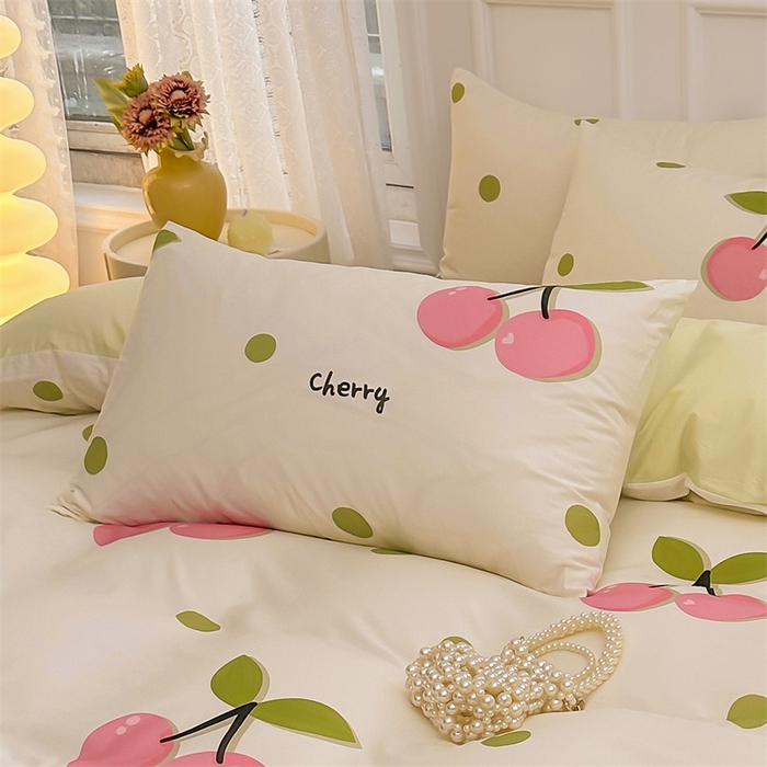 91家纺网 家纺一手货源 找家纺 雯豆 2024新款全棉纯棉枕套一对装 全棉单层枕套-波点樱桃