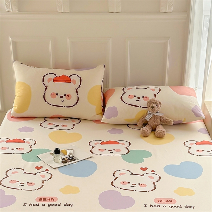 91家纺网 家纺一手货源 找家纺 雯豆 2024新款全棉纯棉枕套一对装 全棉单层枕套-库洛熊