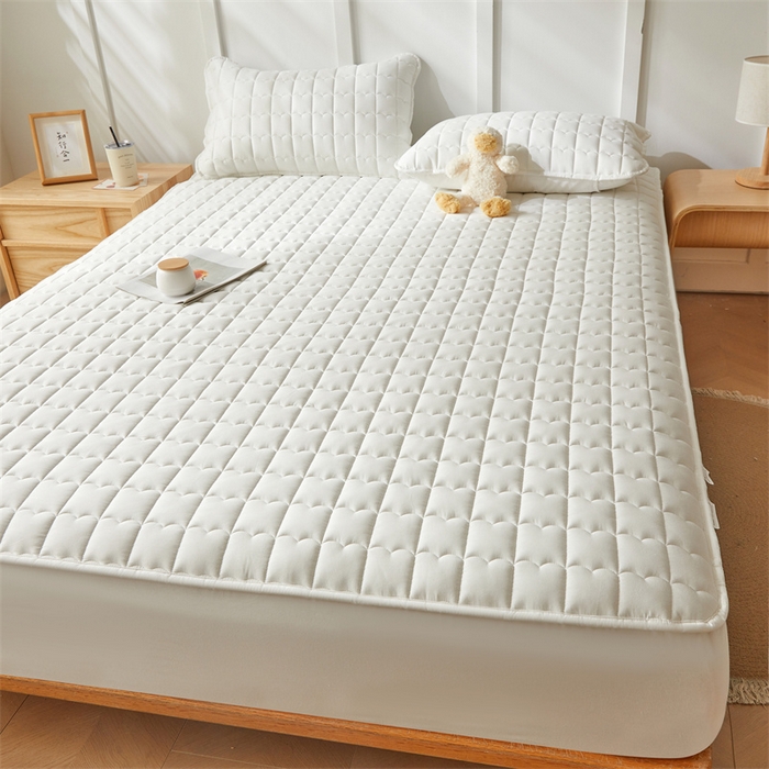 91家纺网 家纺一手货源 找家纺 雯豆家纺 2024新款A类全棉夹棉床笠三件套纯色纯棉床笠 全棉夹棉床笠-象牙白