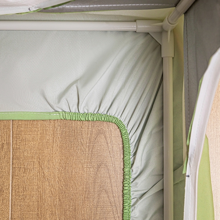 91家纺网 家纺一手货源 找家纺 青竹苑 2024新款涂银强遮光学生蚊帐上下铺坐床蚊帐 呆萌兔绿色